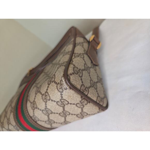 Gucci Vintage GG Canvas Web Crossbody Bag Brown Leather Camera Bag Ophidia - Picture 9 of 15
